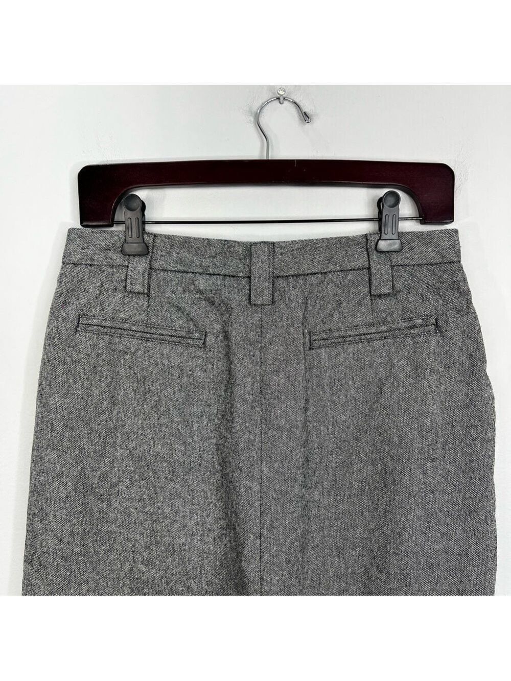 Vintage 90s minimalist wool blend black white straight tweed maxi skirt 6 - Picture 7 of 17